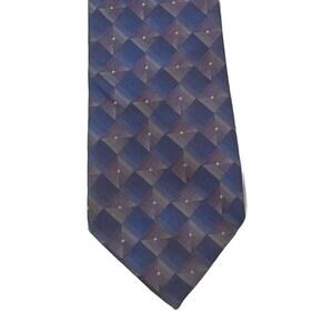 Arrow Blue, Gray, Purple Squares/Geometric Print Silk Tie, 59" x 3 1/4"